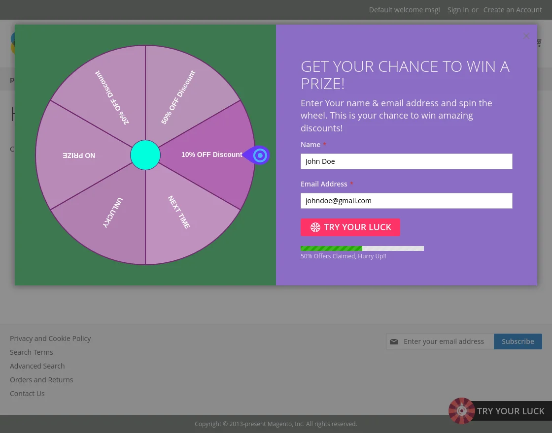 magento 2 spin to win