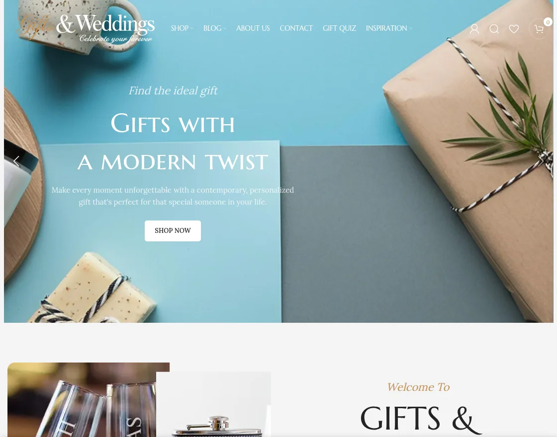 gifts and weddings homepage