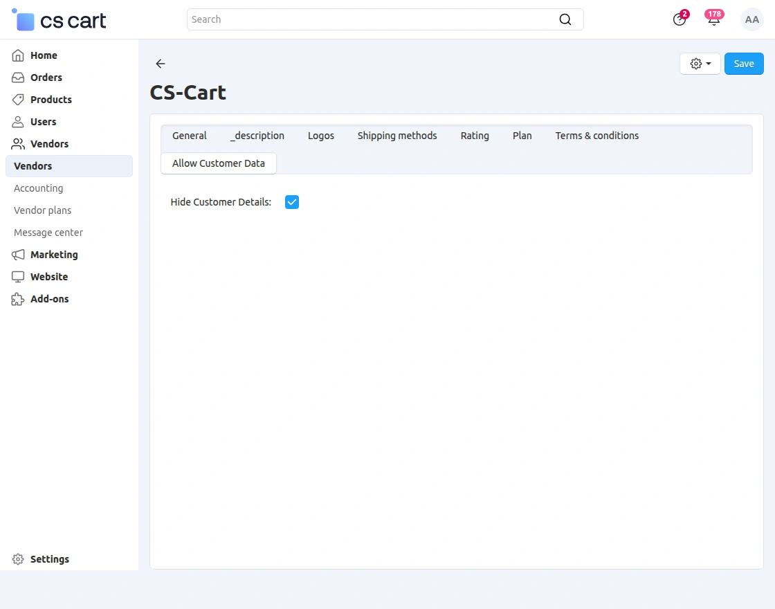 hide customer details