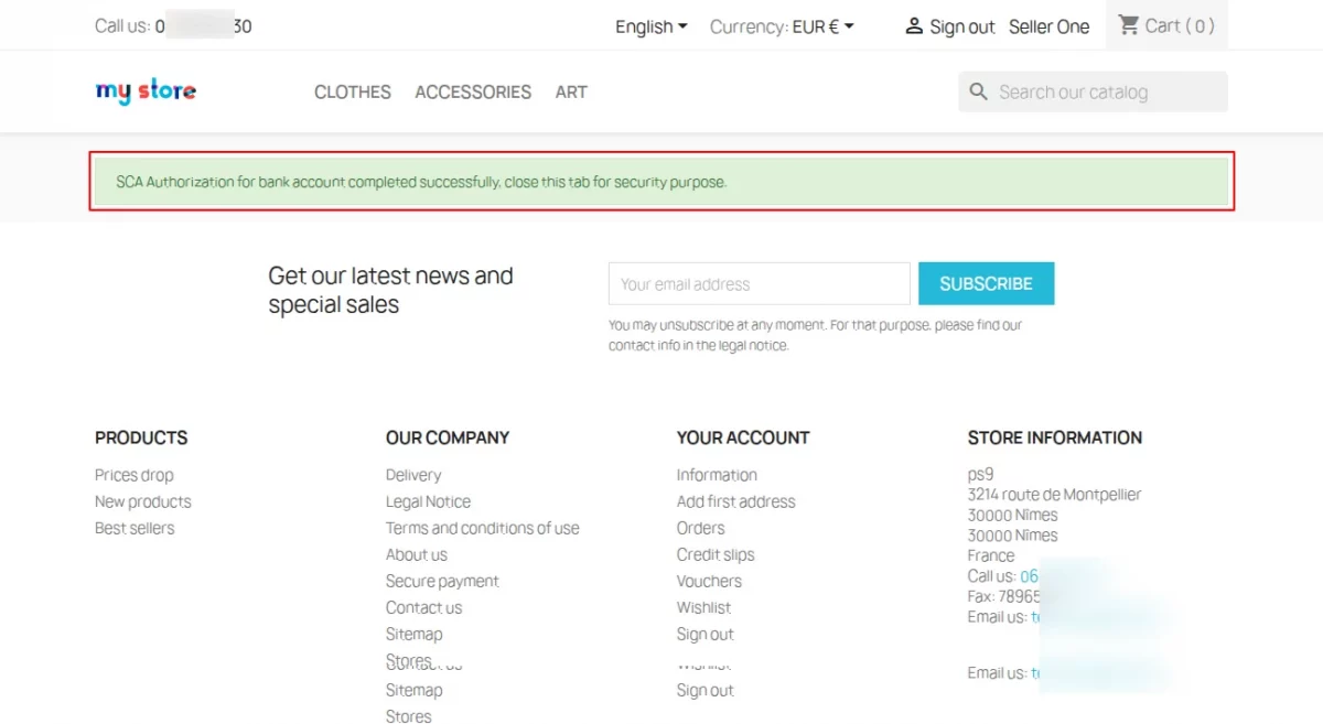 Admin Bank Details SCA sucessfull
