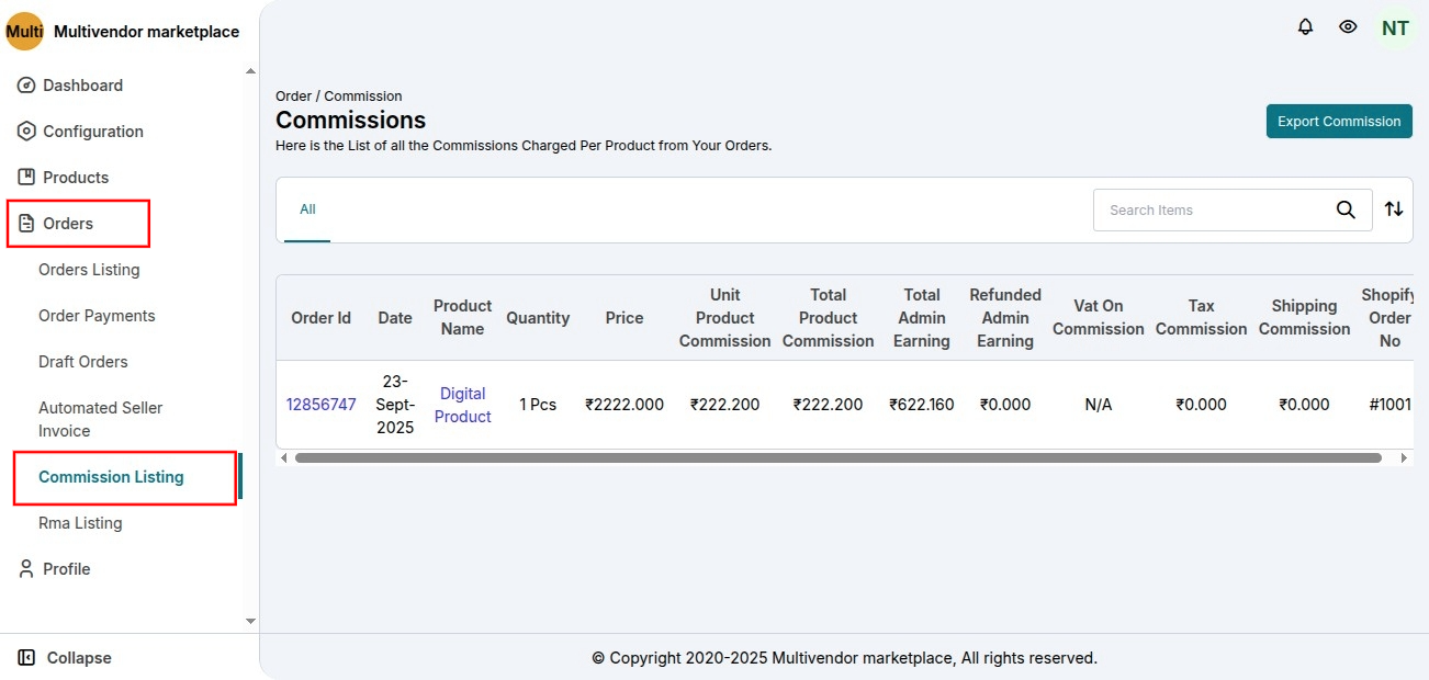 Seller Commission View