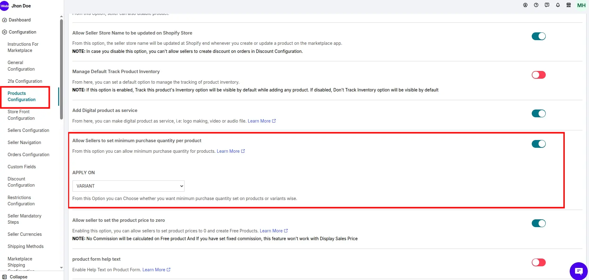 Minimum Purchase Quantity Configuration