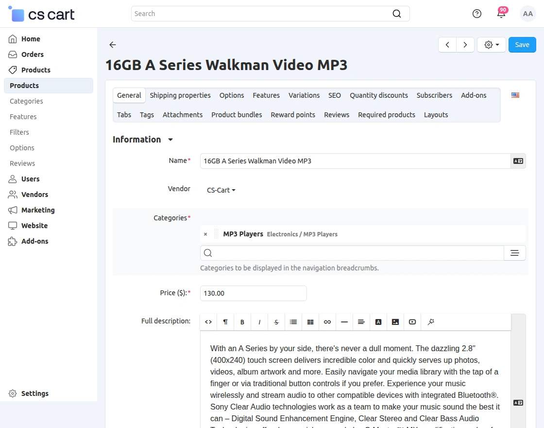 cs-cart product details 
