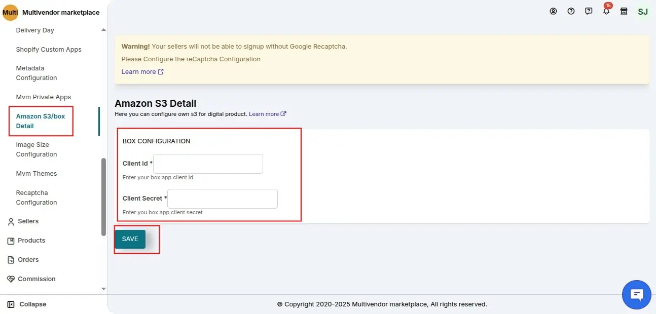 Box Credentials Admin