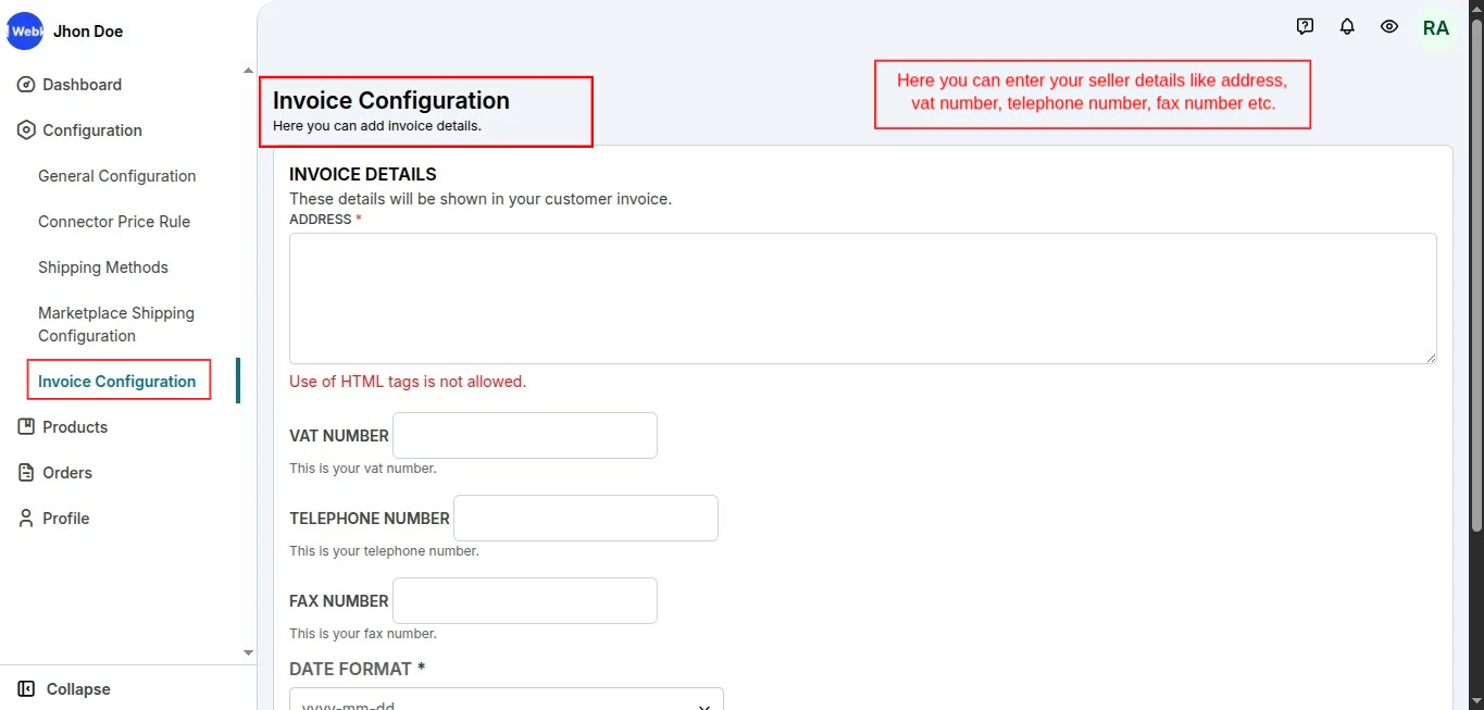 Multi-Vendor Marketplace Invoice