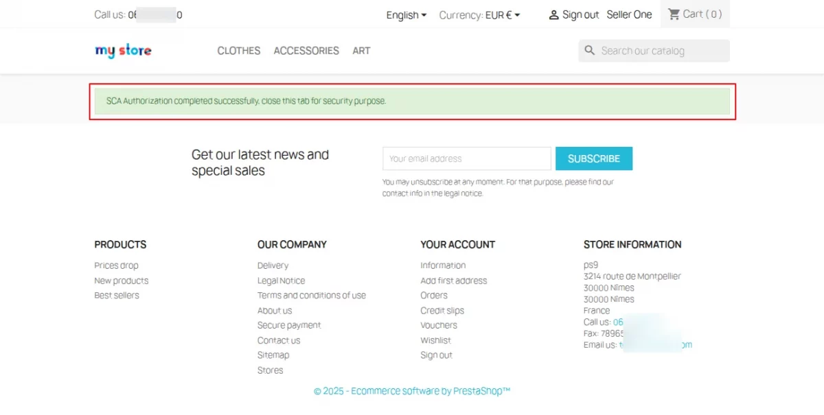 SCA Authentication Sucessful