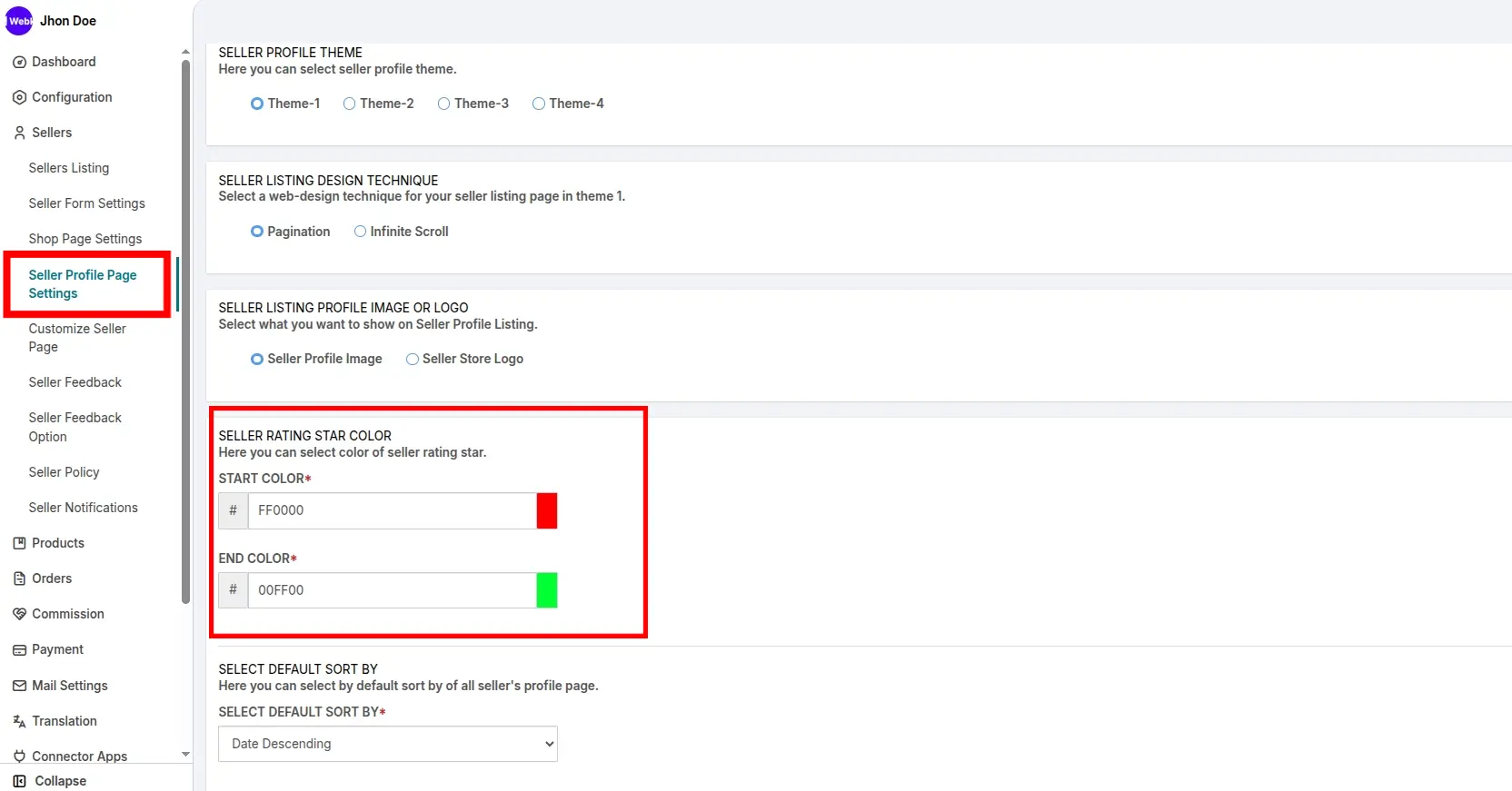 seller rating star color