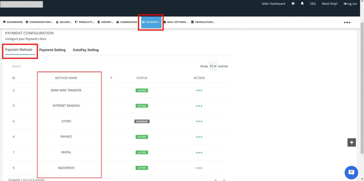 seller payment methods