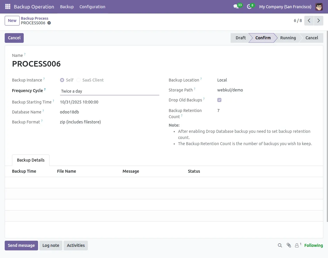 confirm backup process