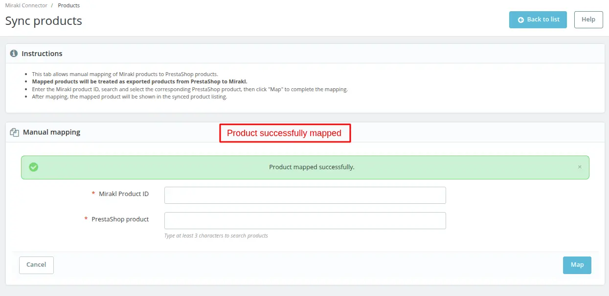 Map product successfully