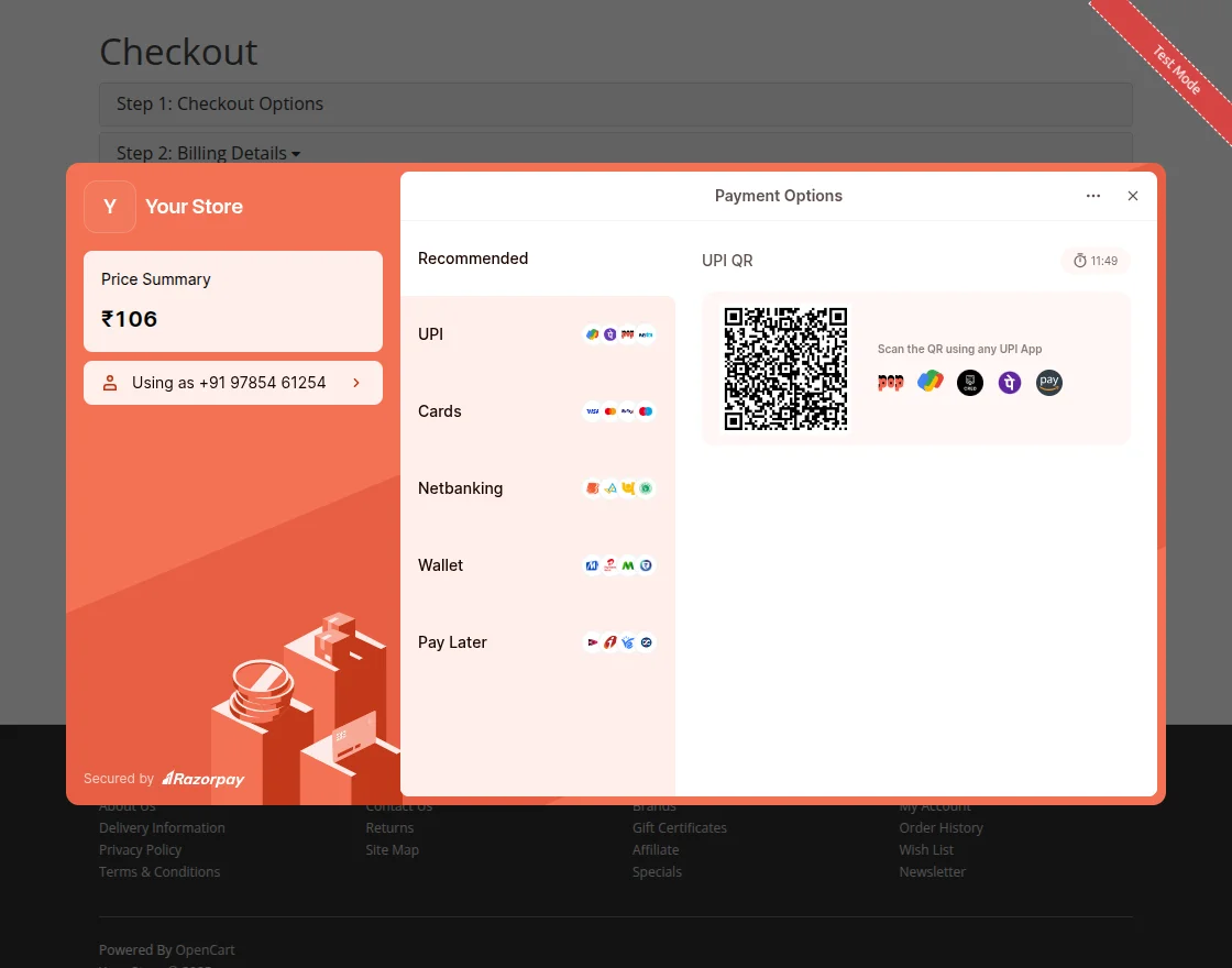 select payment option