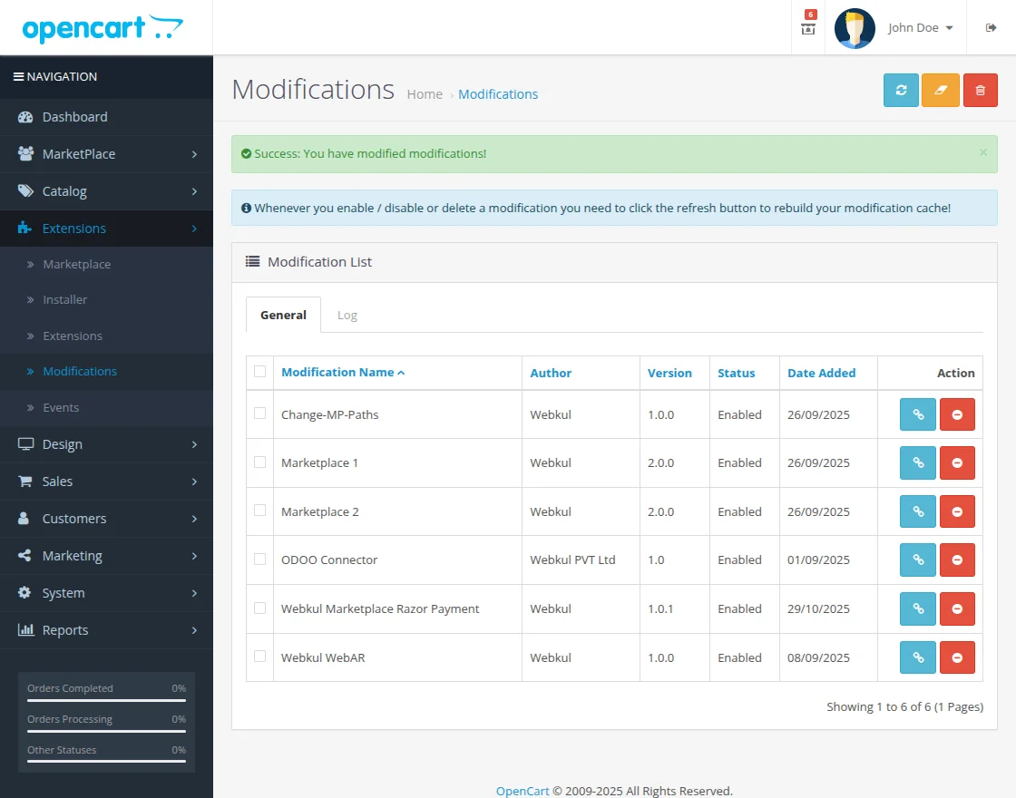 Modification after instalaltion the module