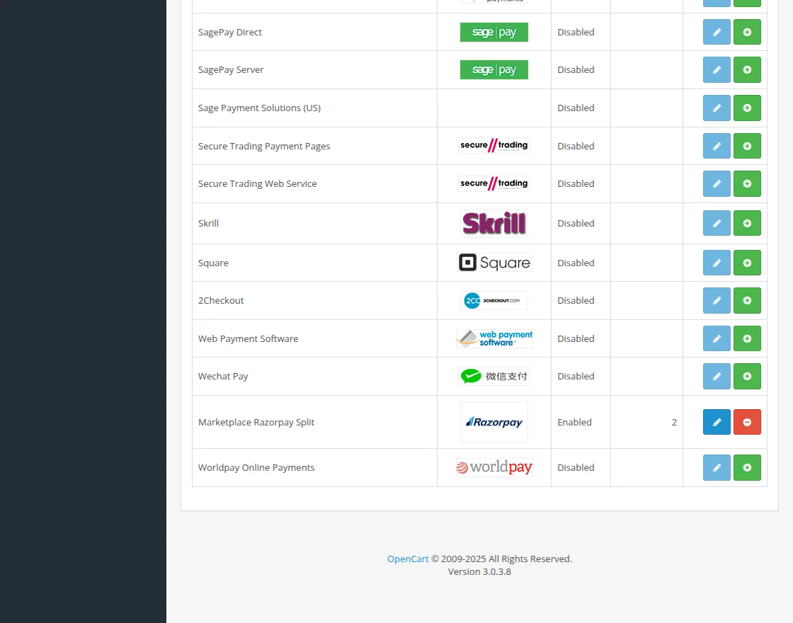 Installed Module list