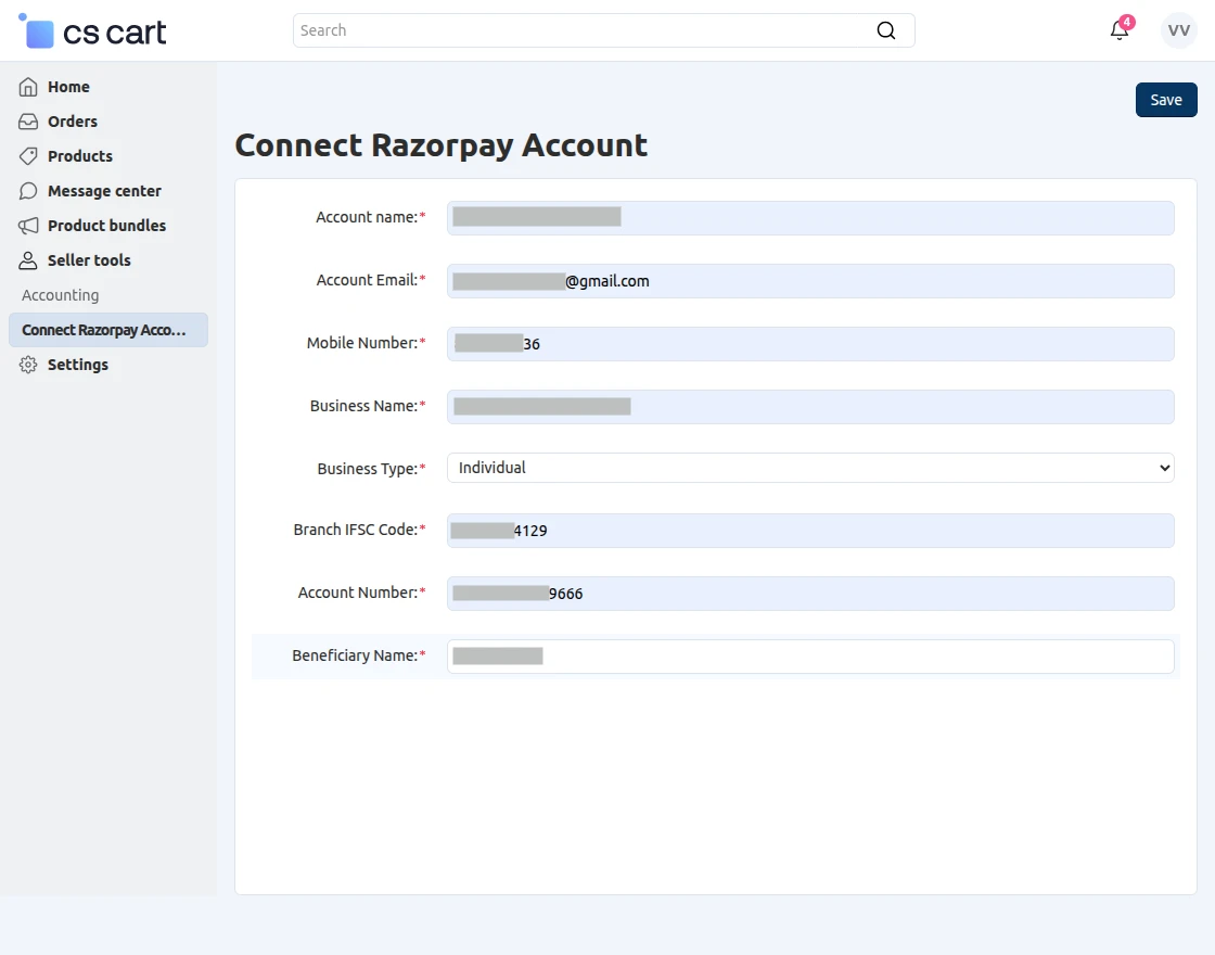 connect razorpay account