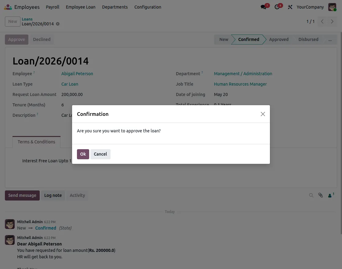 Approve Loan Request