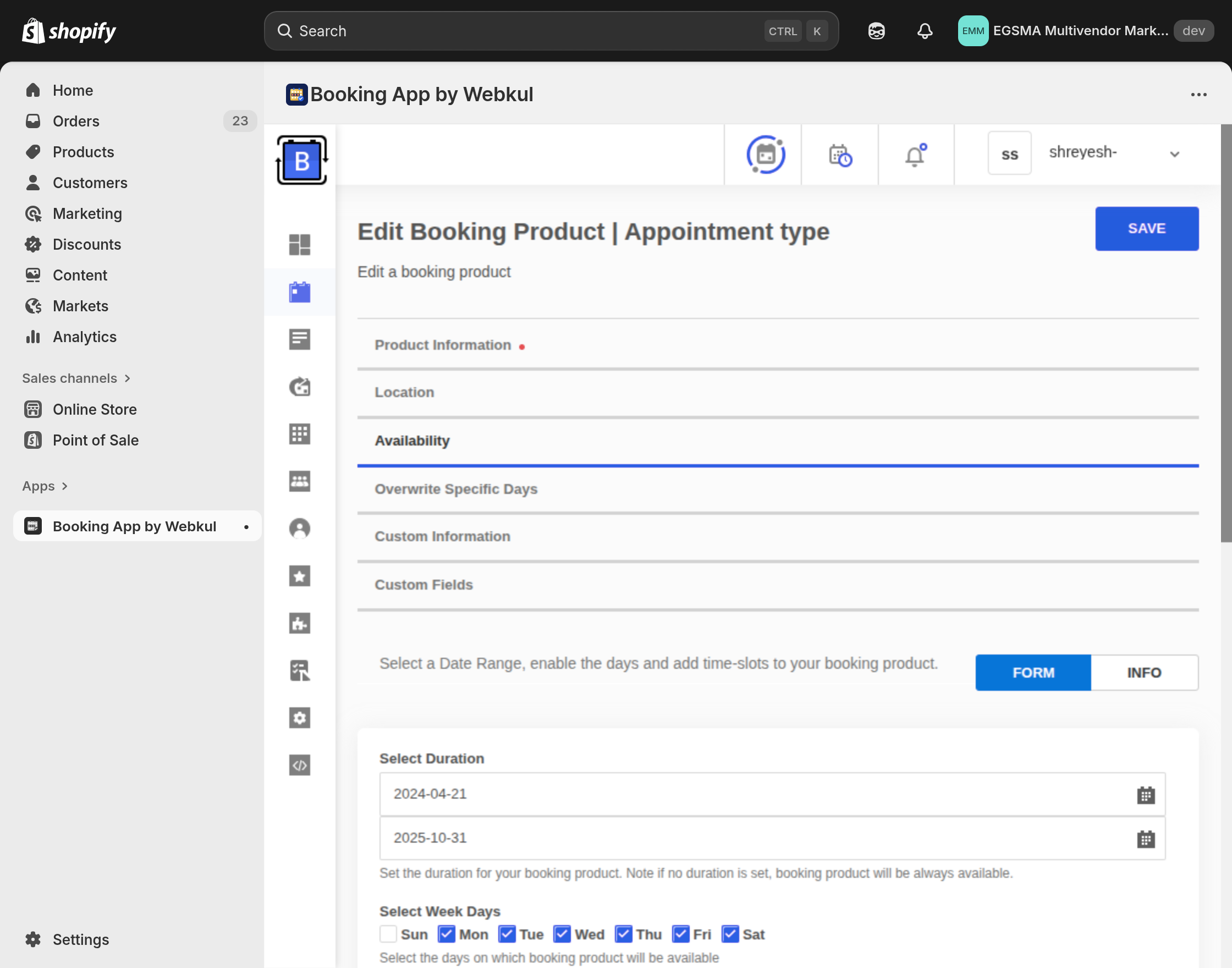 edit booking product