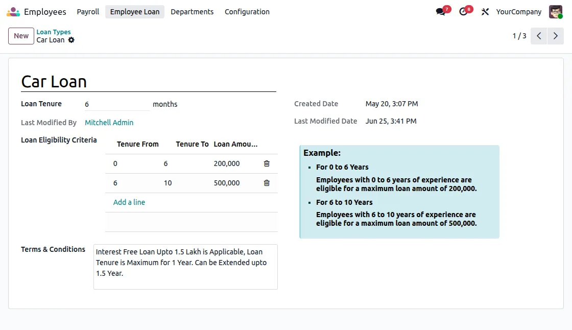 Loan type Setup