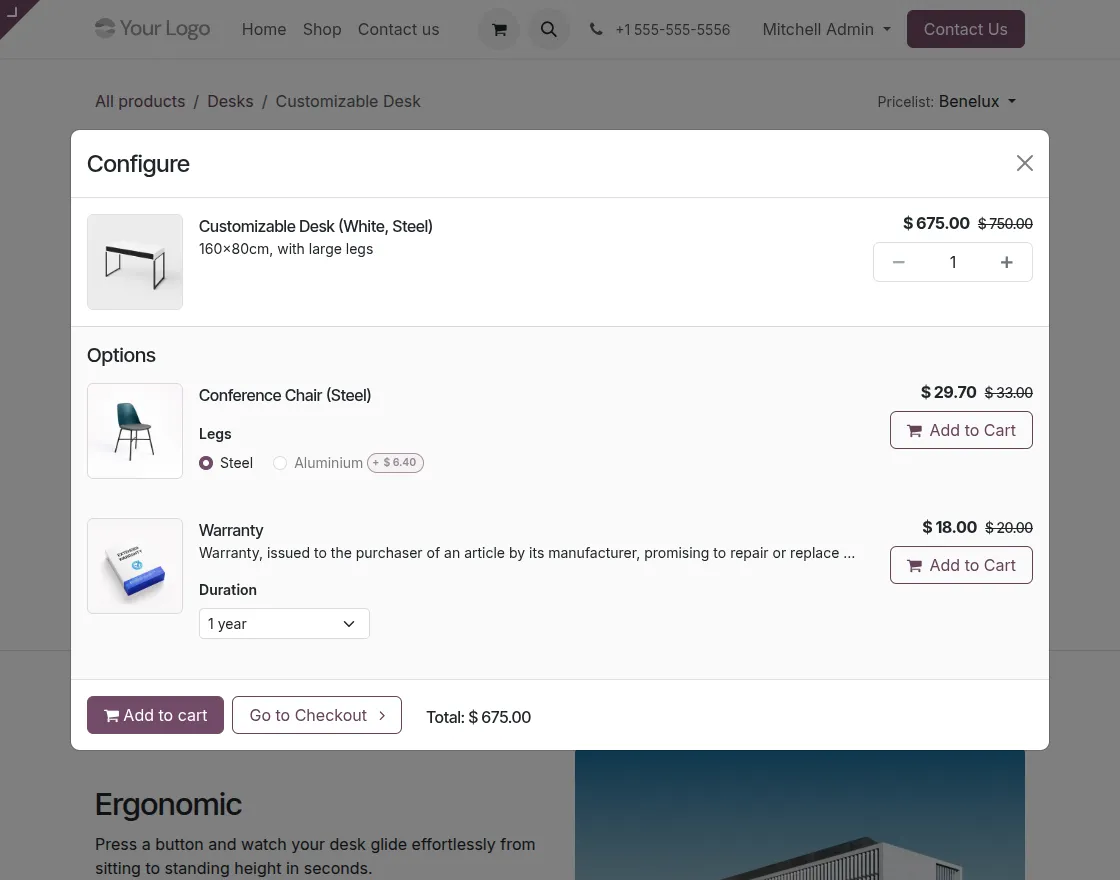 select product to purchase