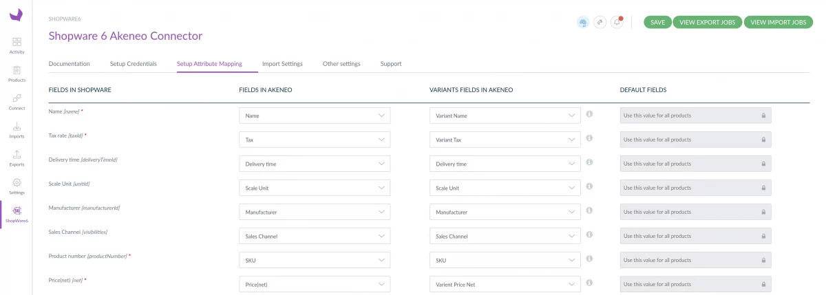 shopware 6 akeneo connector attribute mapping