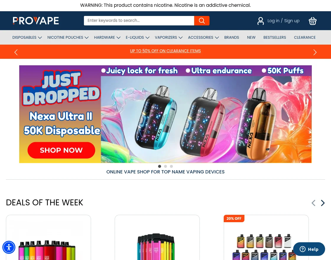 webkul magento2 provape homepage