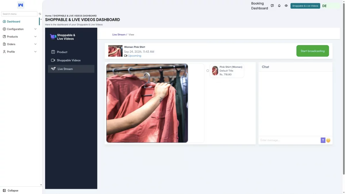 Live Commerce Multivendor marketplace start broadcasting