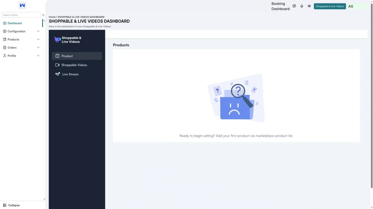 live commerce dashboard  Live Commerce Multivendor marketplace