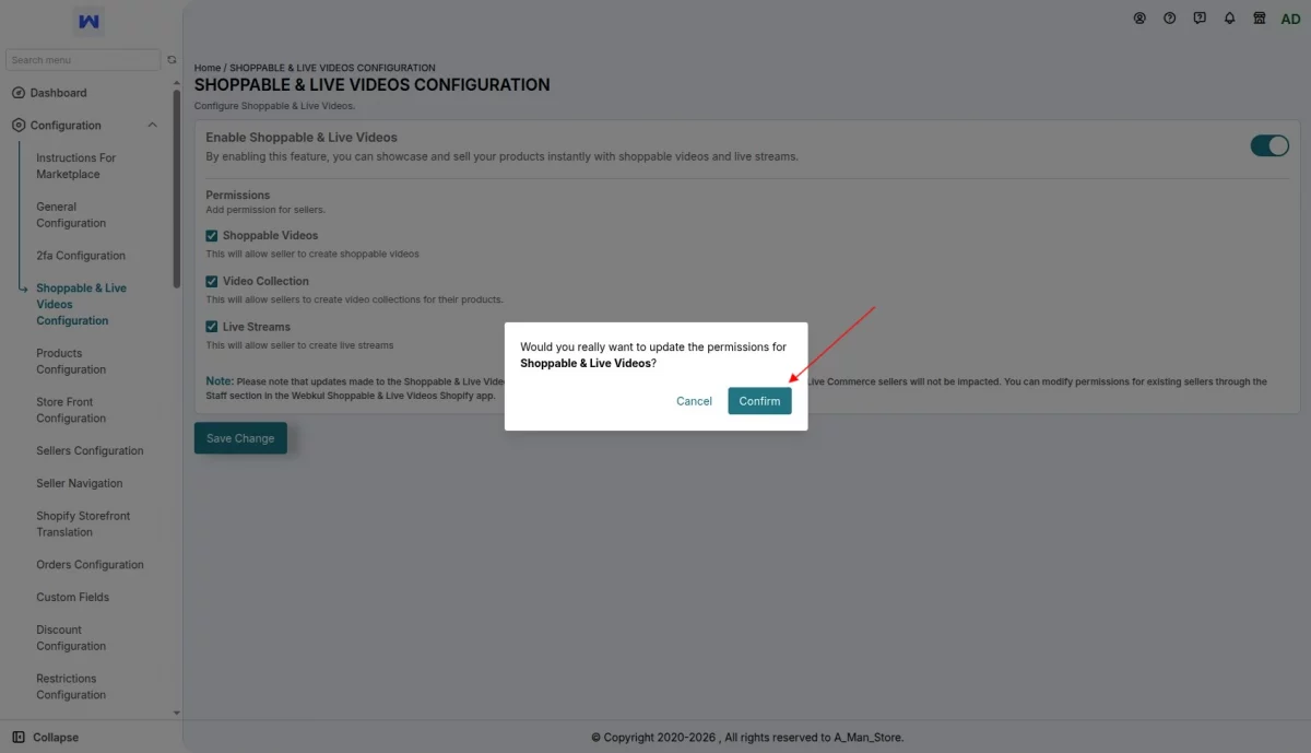 admin side enable confirm