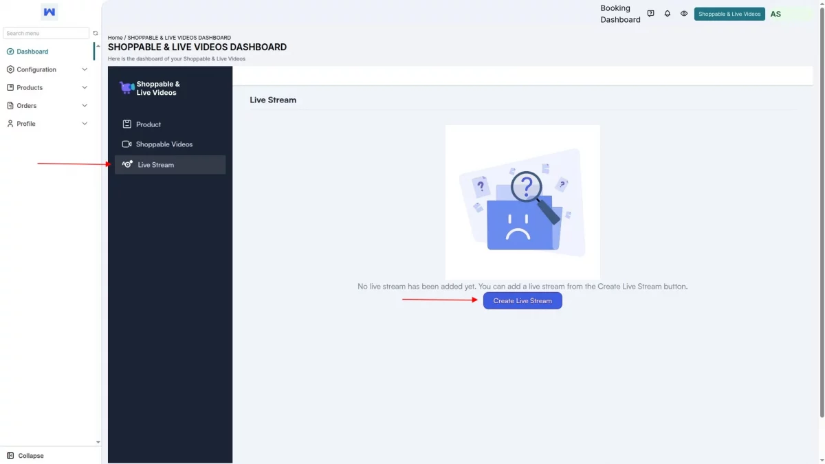 Add video live stream Live Commerce Multivendor marketplace