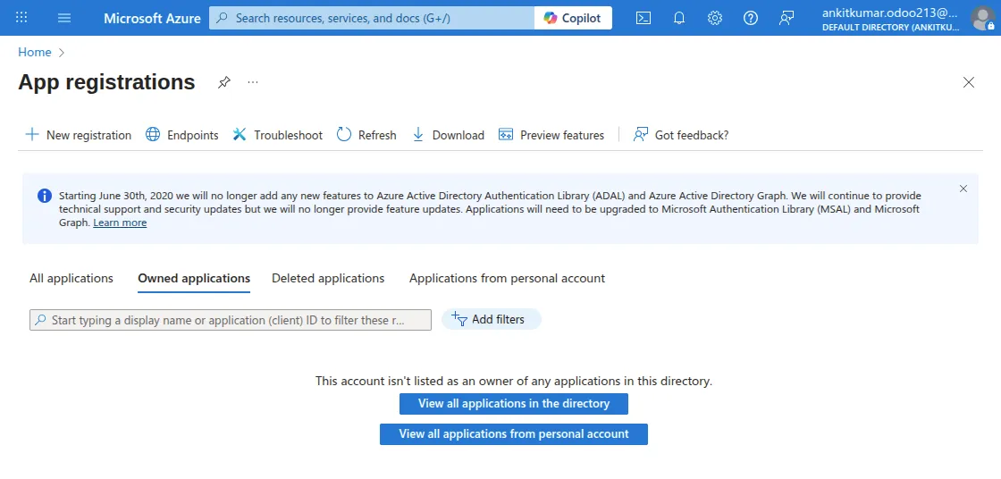 App Registration Home