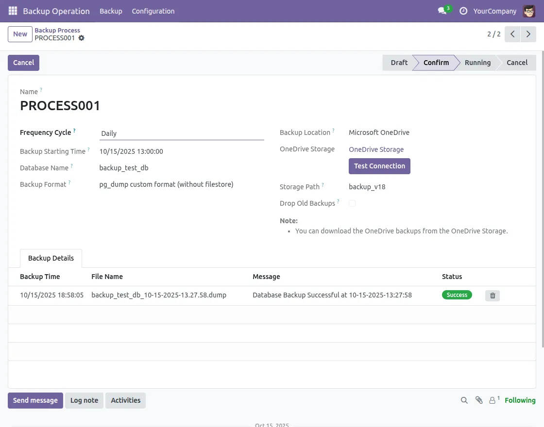 Confirm Backup Process
