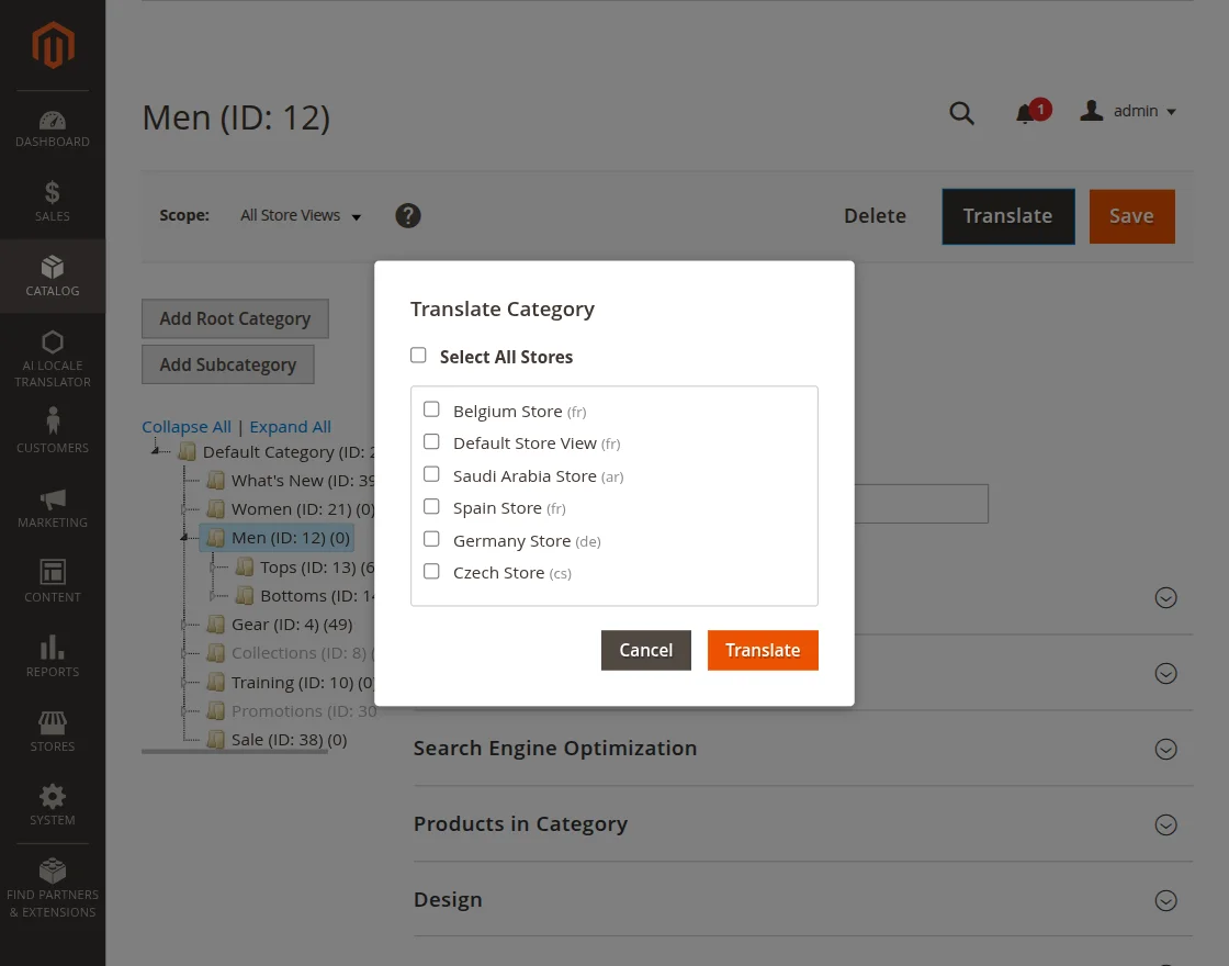 category translation