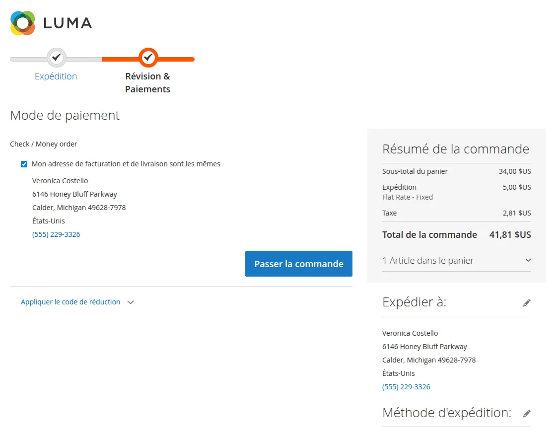 Checkout translated page