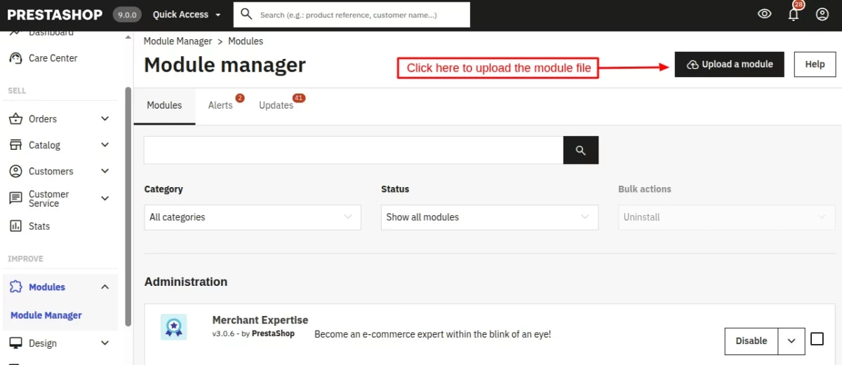 click here to uplaod module
