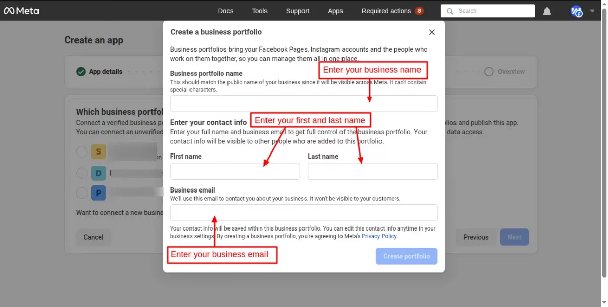 create buisness portfolio