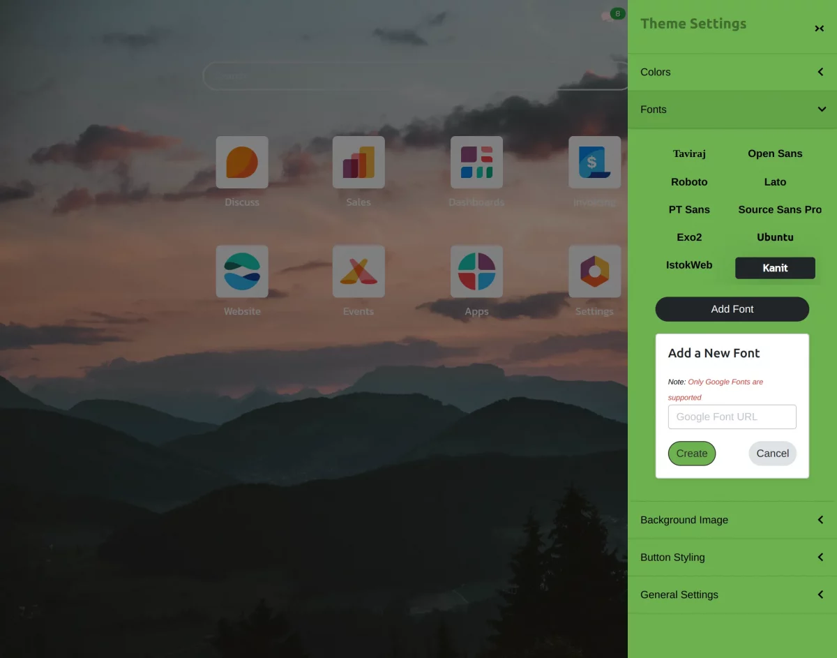 use custom fonts in odoo