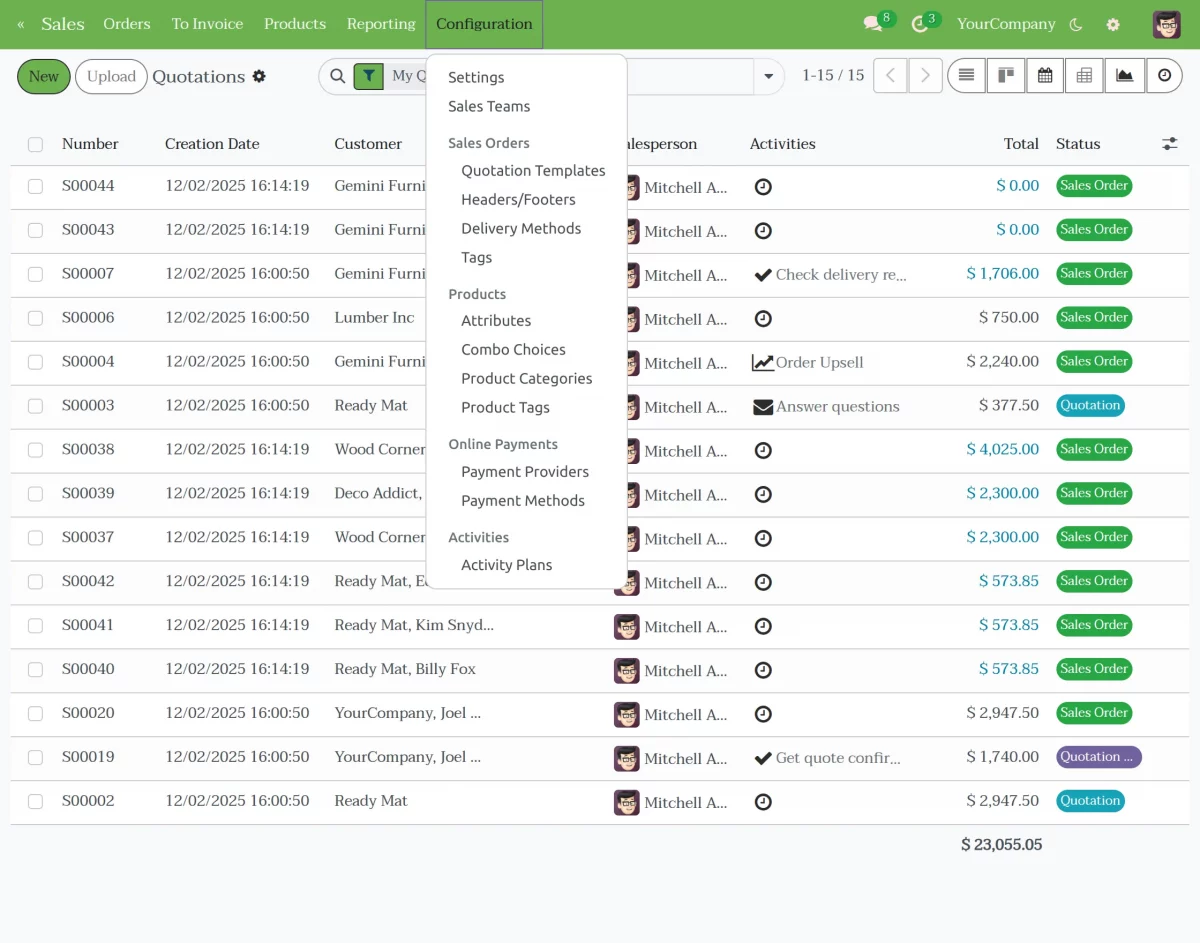 horizontal menu view