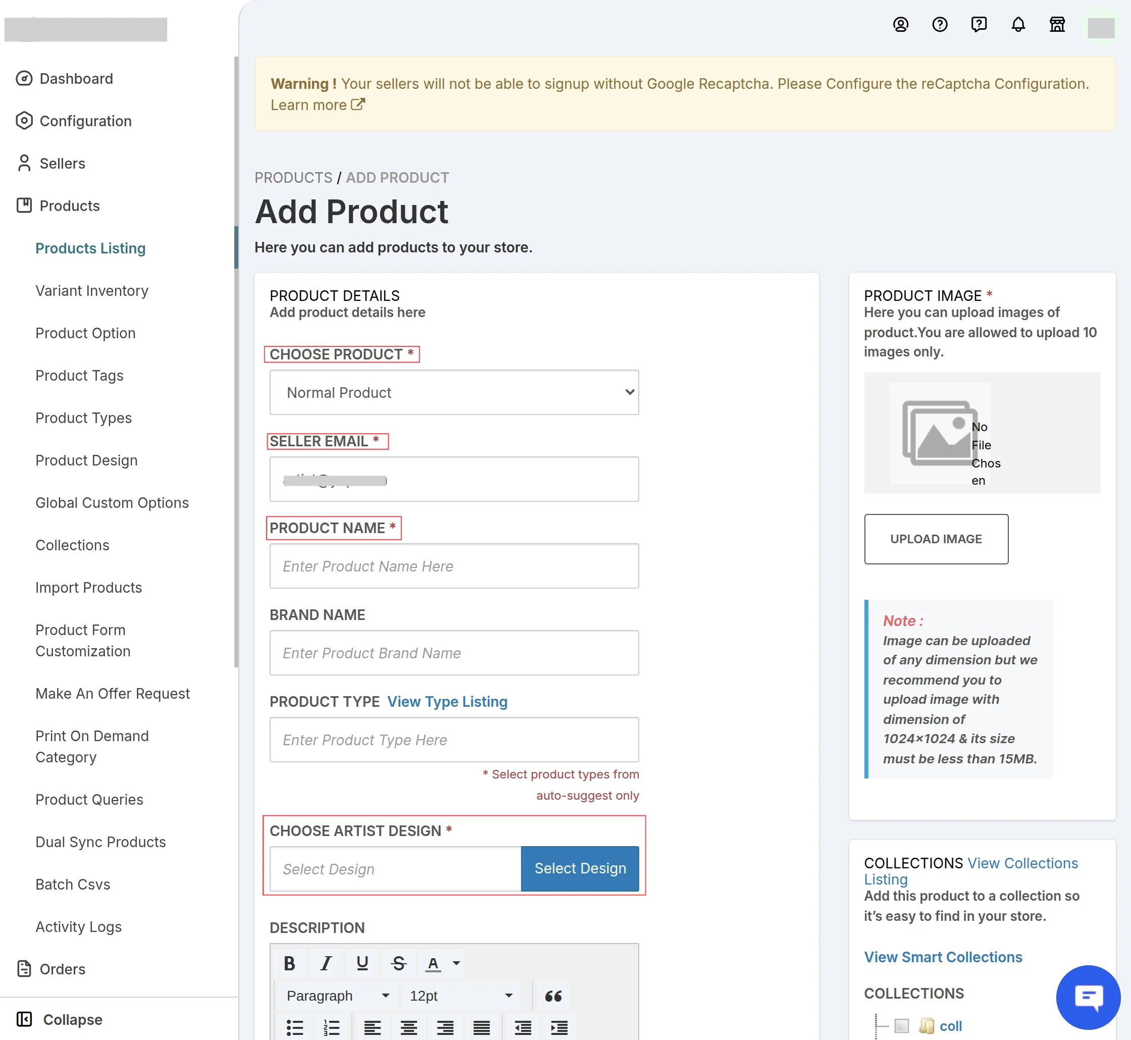 Add Product Admin