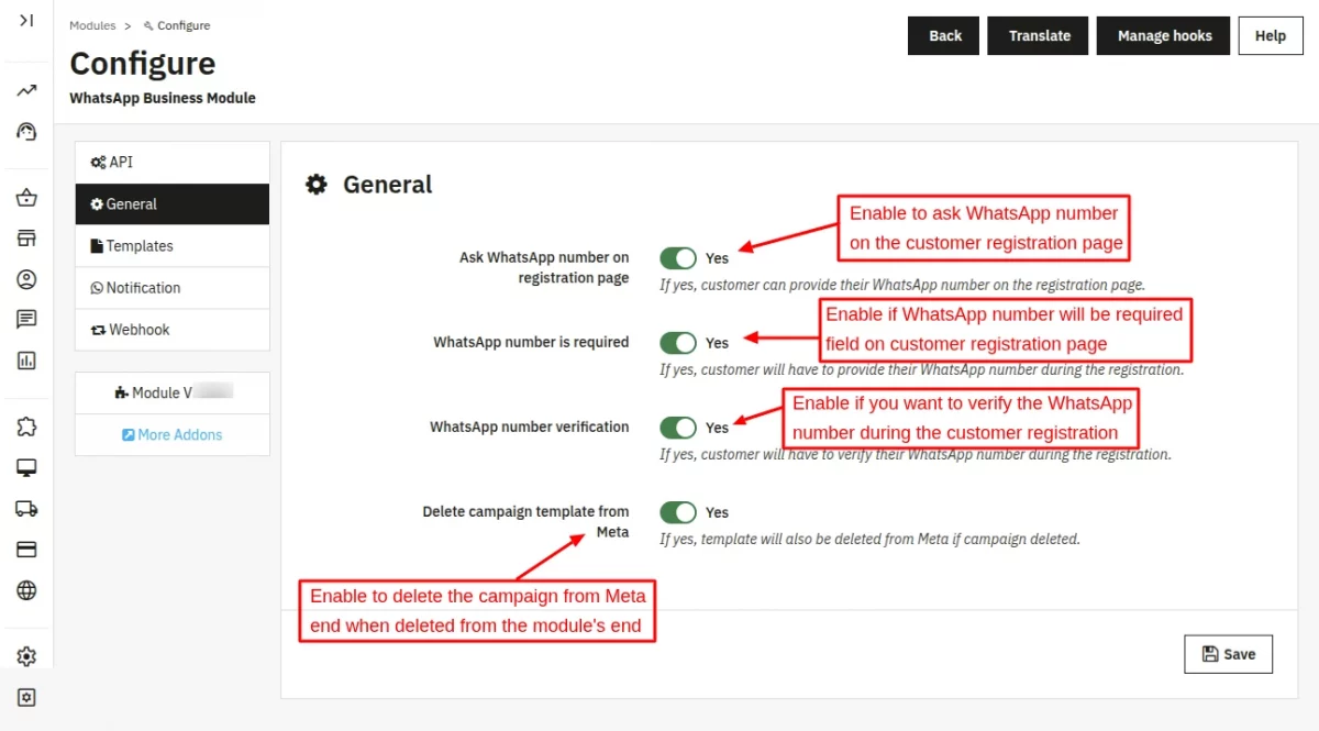 General configuration