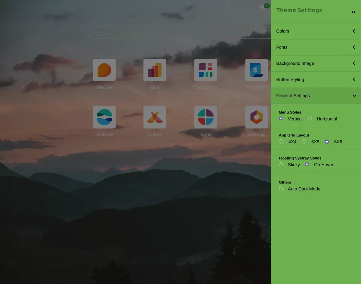 general settings view