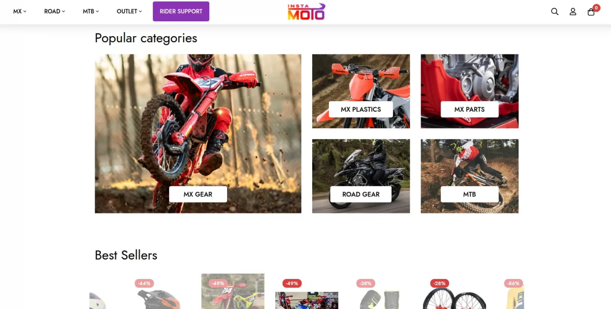 instamoto website's dashboard

