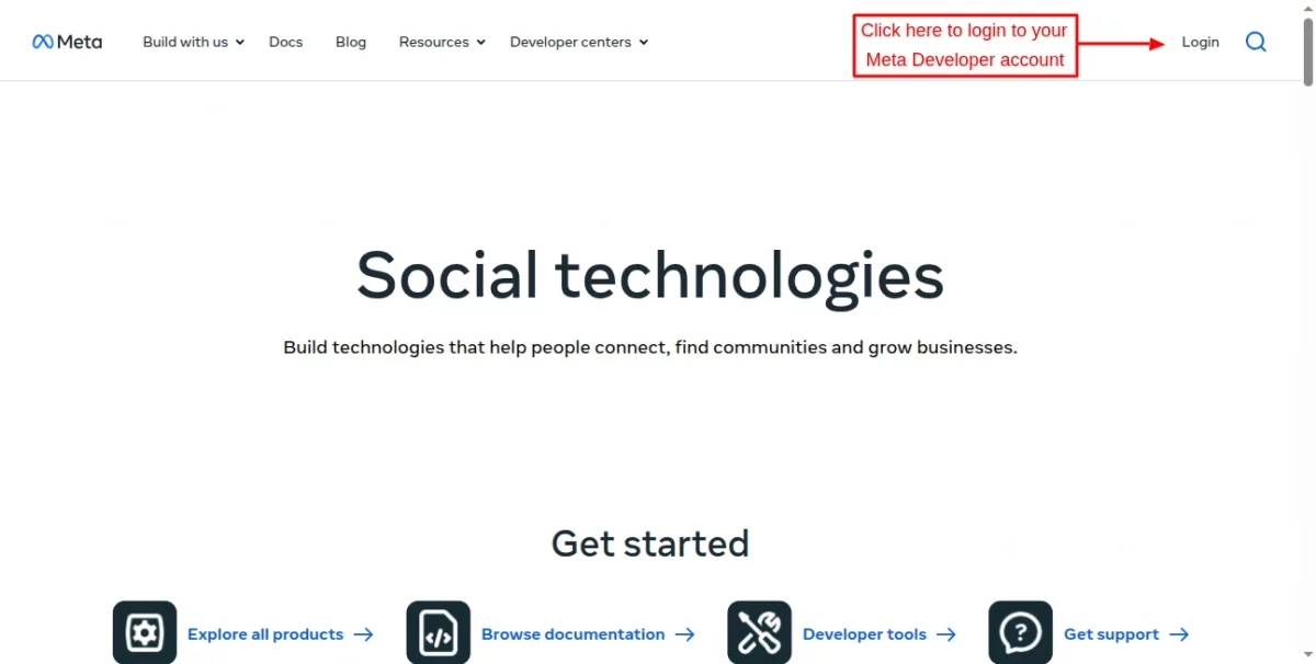 meta developer account login