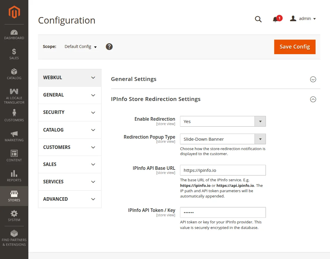 Configuration for GeoIP Store Redirection