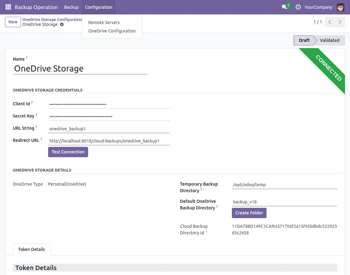 Odoo OneDrive Configuation
