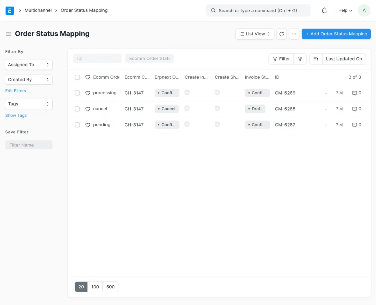 order status mappping