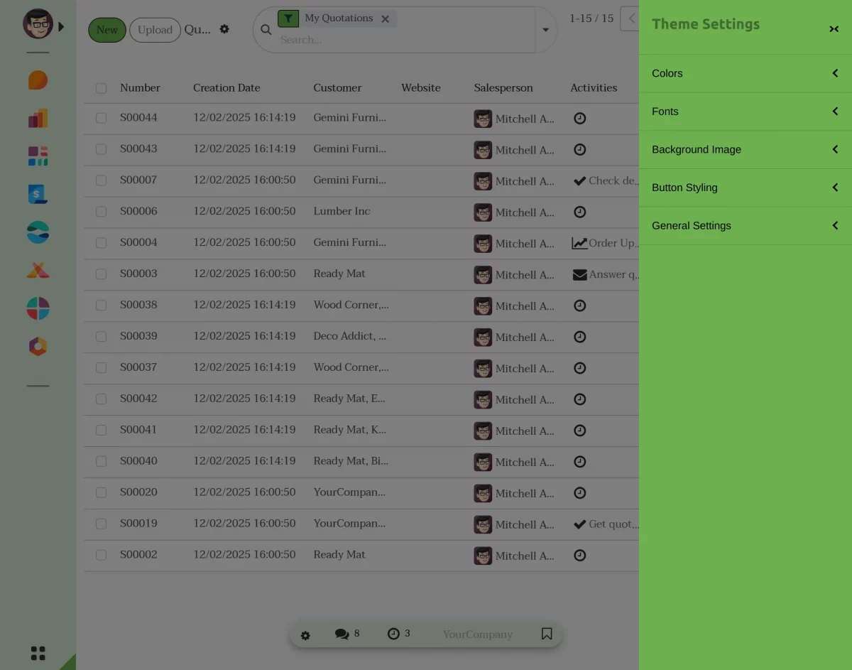 shortcut to theme settings