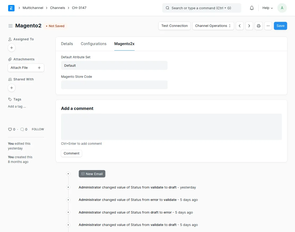 Specific channel configuration