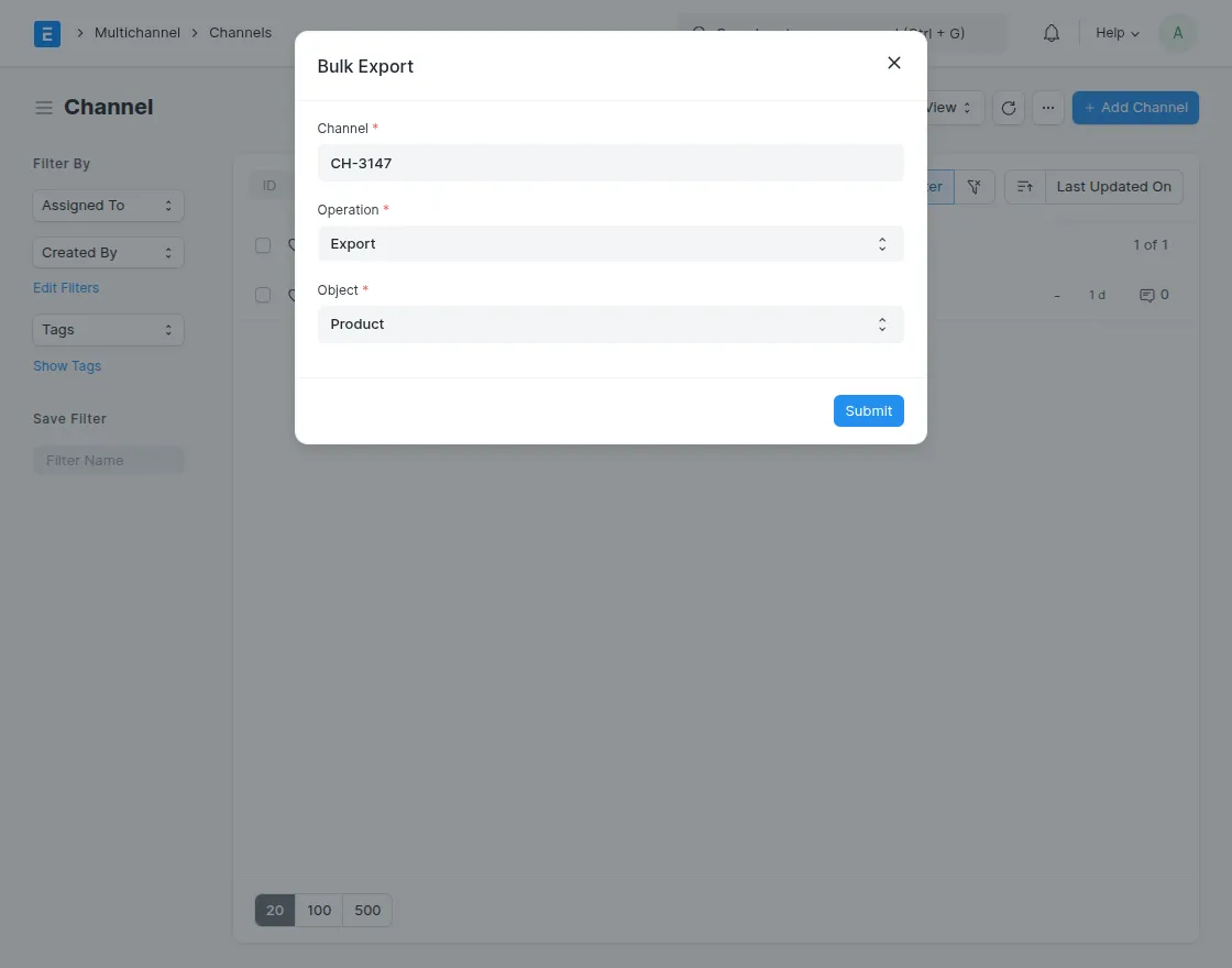 Export/Update operation