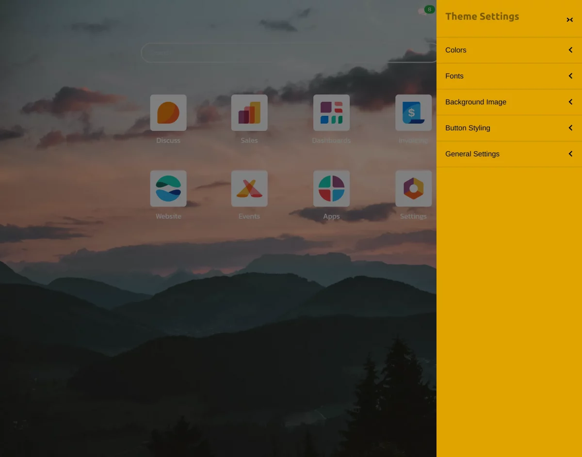 theme features and settings