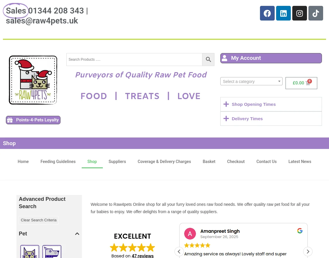 webkul woocommerce raw4pets homepage