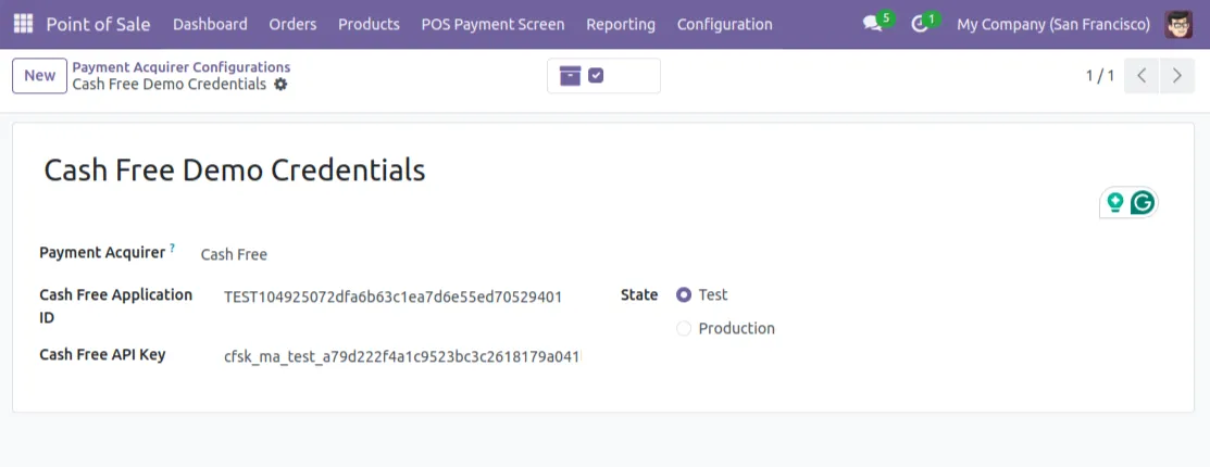 Cash Free Demo Creds 